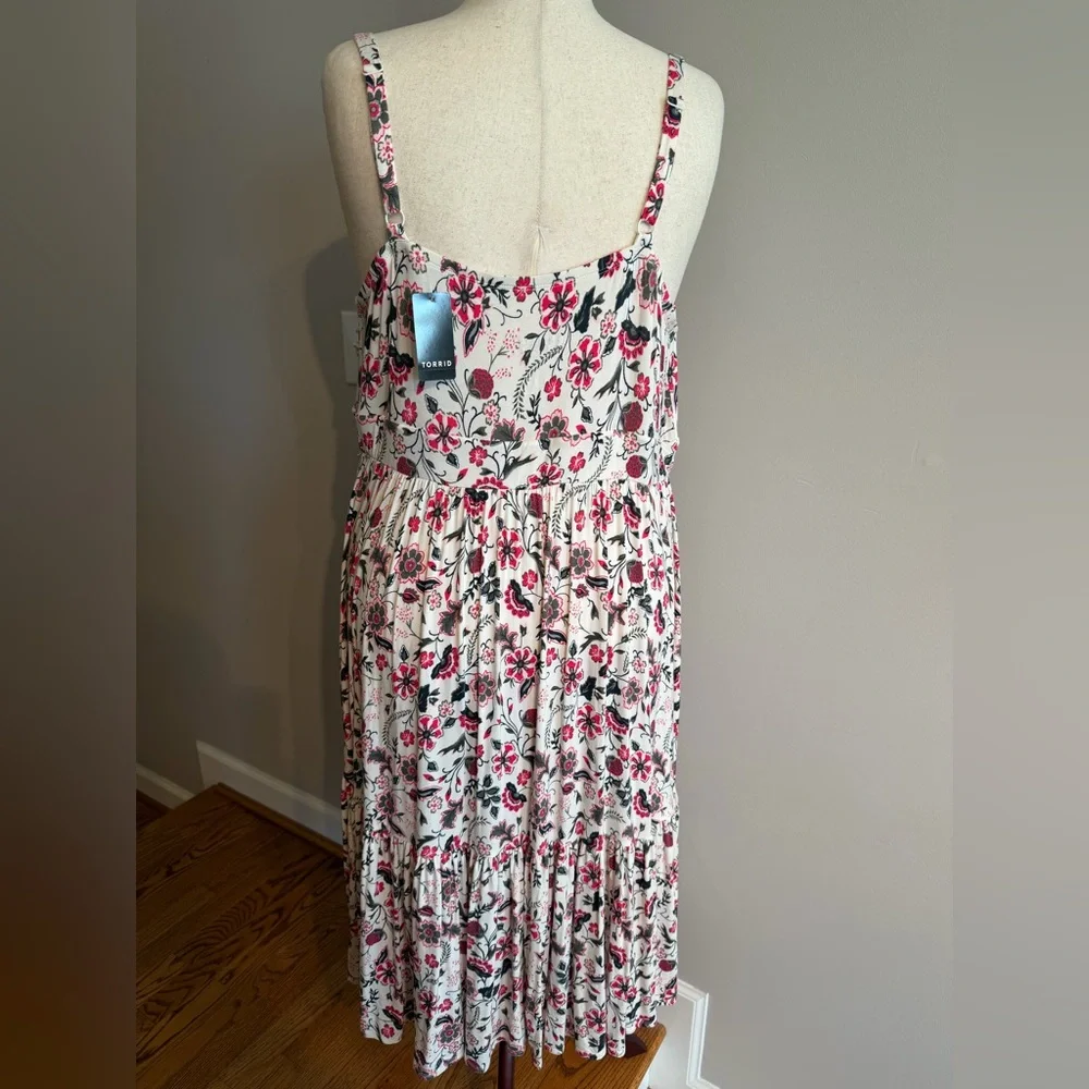 NWT Torrid Supersoft Floral Ivory Tie Front Midi Dress -Torrid Size 3 (22-24,3X) - Picture 8 of 16